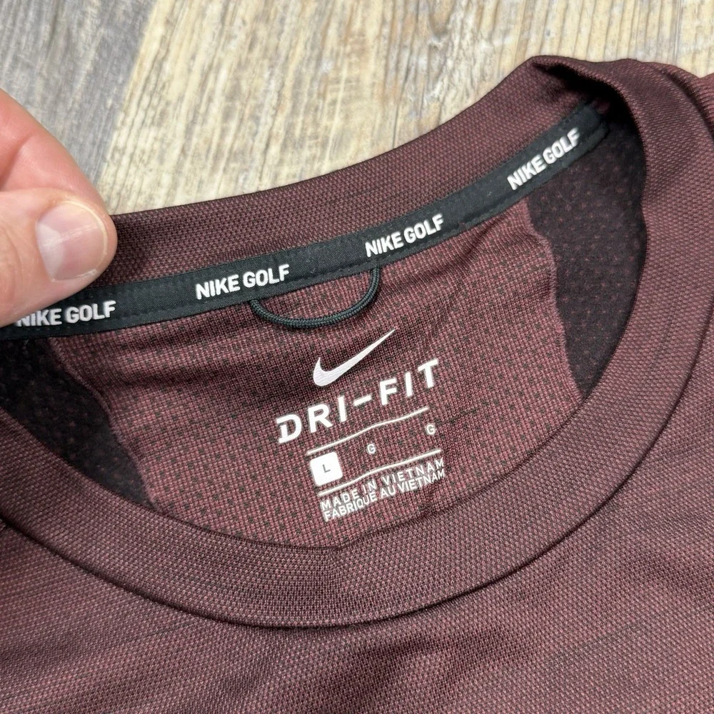 Nike Golf Dri-FIT Crewneck Pullover Men's L Burgundy Long Sleeve Performance Top